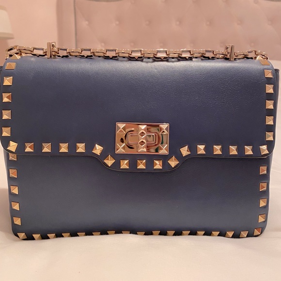 Valentino Handbags - Valentino rockstud bag in dark blue leather